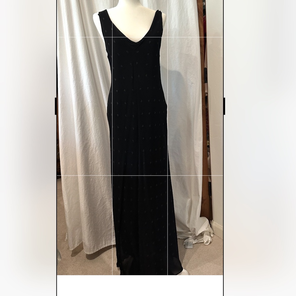 DKNY Black Sleeveless sequin V-Neck Maxi Gown